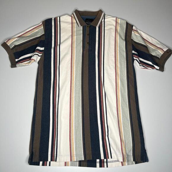 Greg Norman Collection Polo Shirt Striped M Multicolor Cotton Golf Casual - Picture 1 of 9